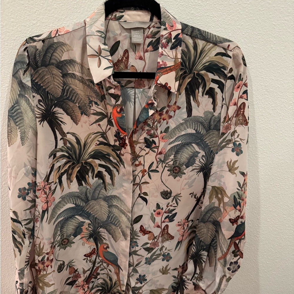 H&M Floral and Butterfly Print Blouse
